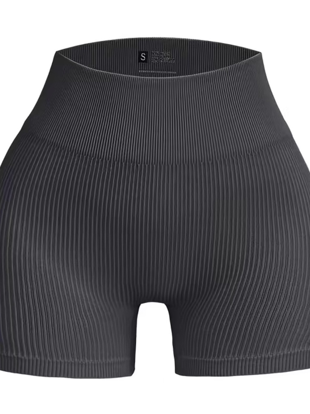 Ribbed High-Waist Black Bike Shorts